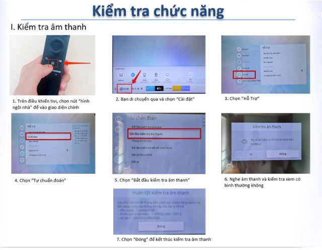 Kiểm tra âm thanh trên tivi qua tính năng tự chuẩn đoán