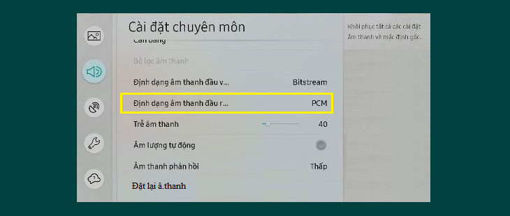 Cài đặt lại âm thanh đầu ra trên tivi