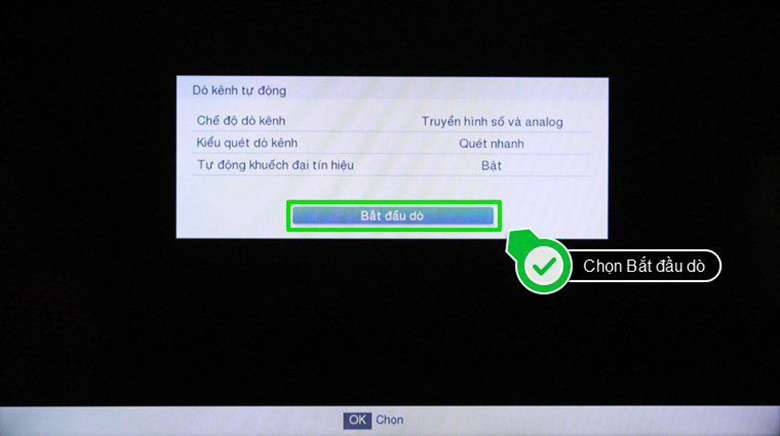 Cách sử dụng điều khiển tivi Toshiba - bắt đầu dò