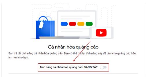 Vô hiệu hóa Tính năng cá nhân hóa quảng cáo trên YouTube.