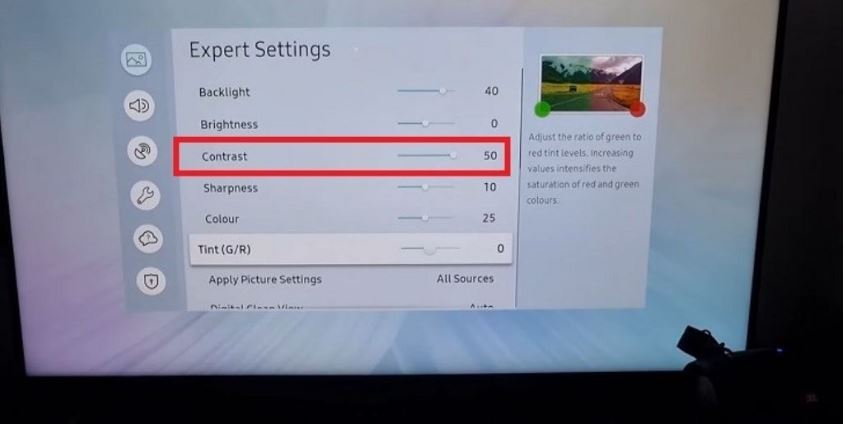 Điều chỉnh độ tương phản của tivi Samsung