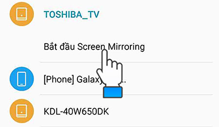 Bắt đầu kết nối - Kết nối điện thoại với tivi Toshiba