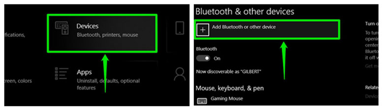 Chọn "Add Bluetooth or other device".