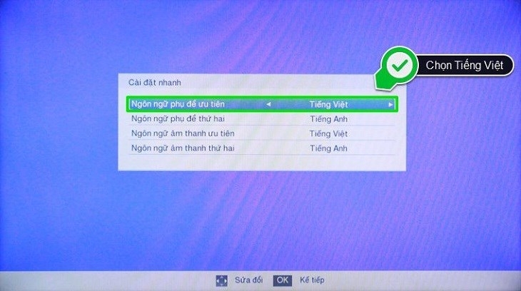 Bạn tiến hành lựa chọn ngôn ngữ phụ đề ưu tiên là Tiếng Việt hoặc Tiếng Anh tùy vào sở thích của bạn.