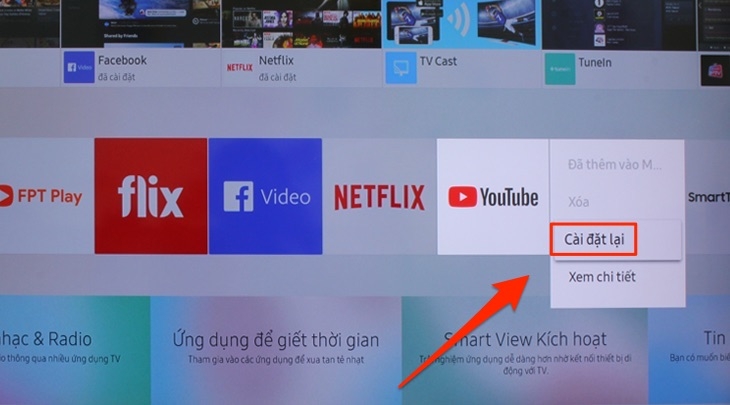 Gỡ ứng dụng Youtube và cài đặt lại