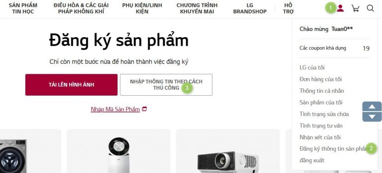 Kích hoạt bảo hành điện tử qua Website chính thức của LG