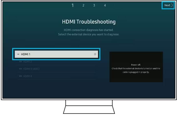 - Khắc phục sự cố HDMI: Thử nghiệm này chẩn đoán xem cáp HDMI có kết nối đúng cách với cổng HDMI của TV không.