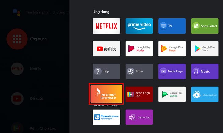 Cách xóa lịch sử duyệt Web trên tivi Sony :
