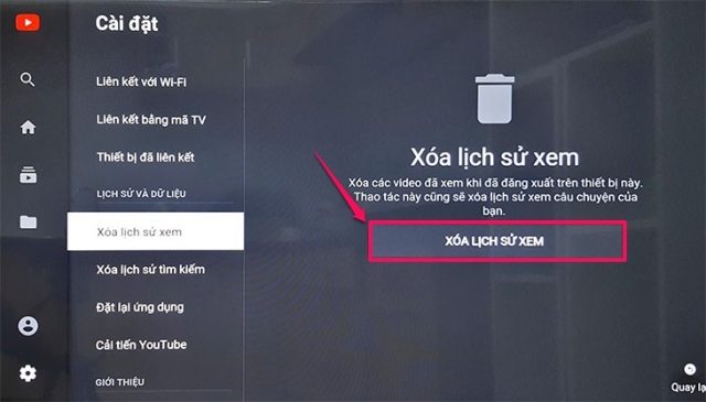 Cách xóa lịch sử xem trên Smart tivi
