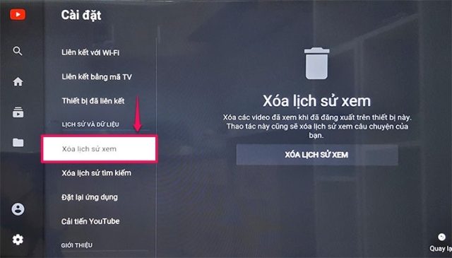 Cách xóa lịch sử xem trên Smart tivi