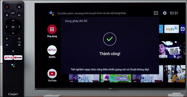 Kết nối thành công tivi casper và điều khiển
