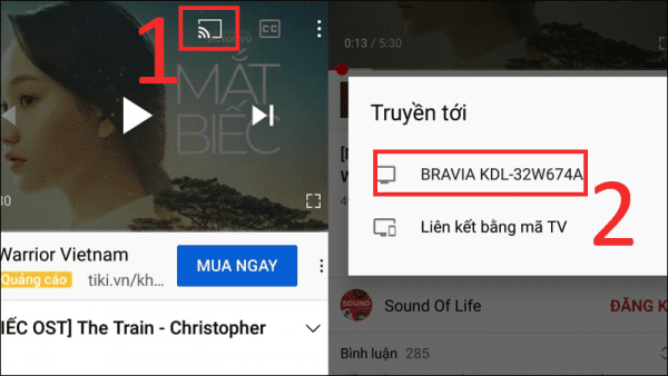 Chọn vào biểu tượng chia sẻ trên YouTube