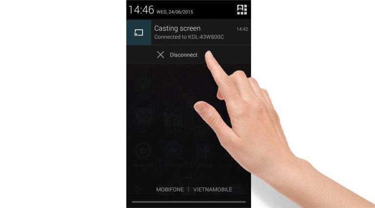 Vuốt từ trên xuống và chọn Disconect