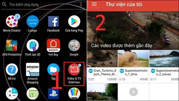 Vào ứng dụng Video & TV SideView và chọn vào biểu tượng 3 gạch.