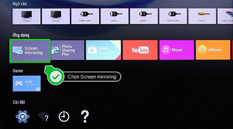 Chọn Screen Mirroring như trong hình