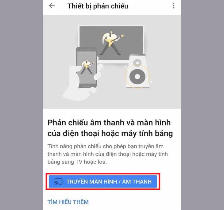 Chọn "truyền màn hình/âm thanh" điện thoại của bạn sẽ bắt đầu dò tìm.