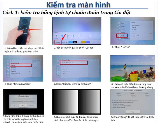 Cách kiểm tra màn hình tivi qua lệnh tự chuẩn đoán