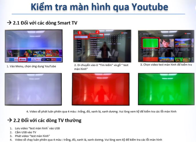 Cách kiểm tra màn hình tivi qua ứng dụng Youtube