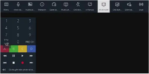 Chọn Kích cỡ hình ảnh trên thanh menu ngang trên tivi Samsung