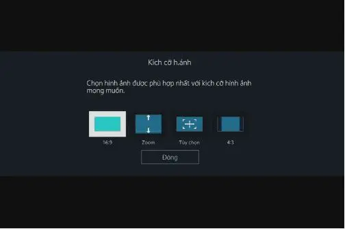Các tùy chọn kích cỡ khác nhau sẽ được hiển thị. Chọn tùy chọn muốn sử dụng.