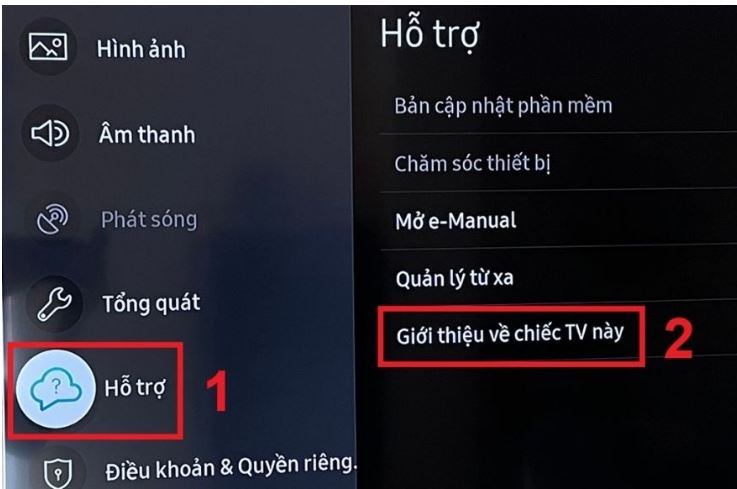 Chọn mục Giới thiệu về TV.