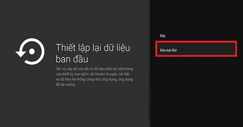 Khôi phục lại cài đặt gốc tivi Casper