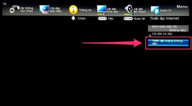 Chọn vào "Thiết lập mạng không dây"
