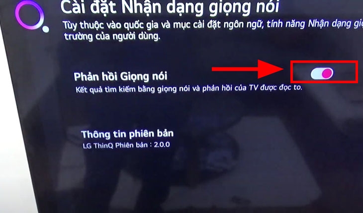 Tại mục Phản hồi giọng nói, nhấn để tắt nút gạt.