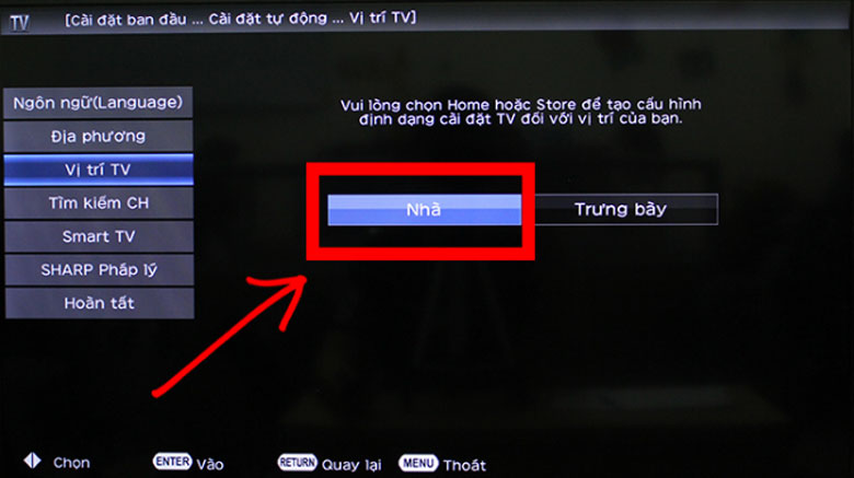 Cài đặt vị trí TV