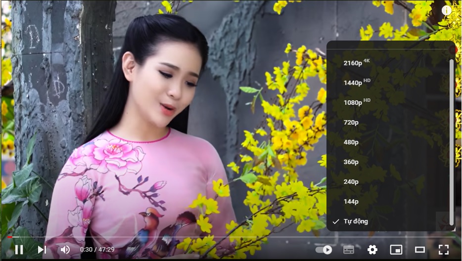 Cách chỉnh độ phân giải khi xem Youtube trên tivi Sony
