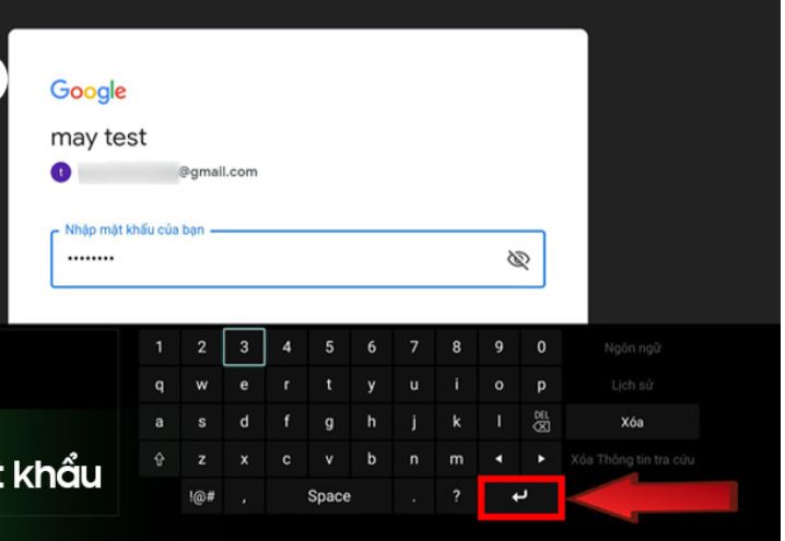 Nhập mật khẩu tài khoản Gmail