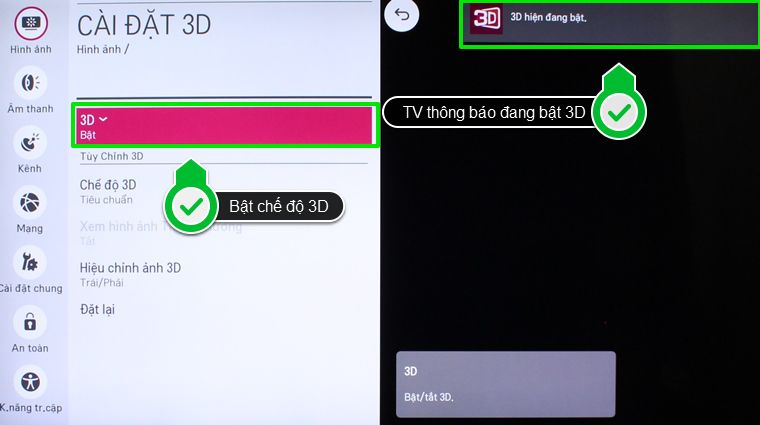 Cách khắc phục khi hình ảnh 3D không hiển thị trên tivi Sharp: