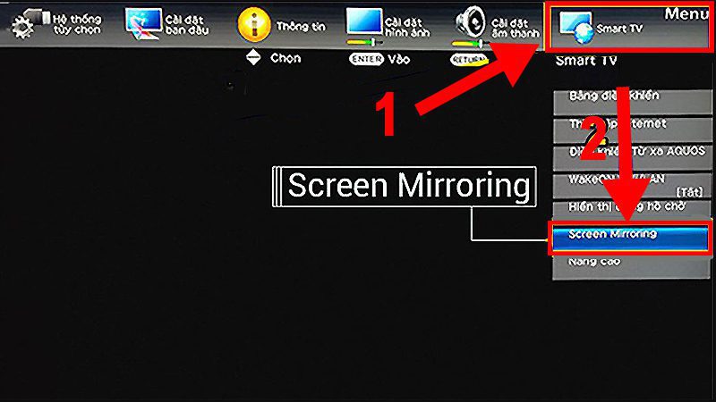 Chọn tính năng Screen Mirroring để kết nối