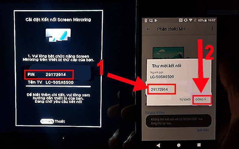 kết nối tivi sharp với điện thoại bằng Screen Mirroring