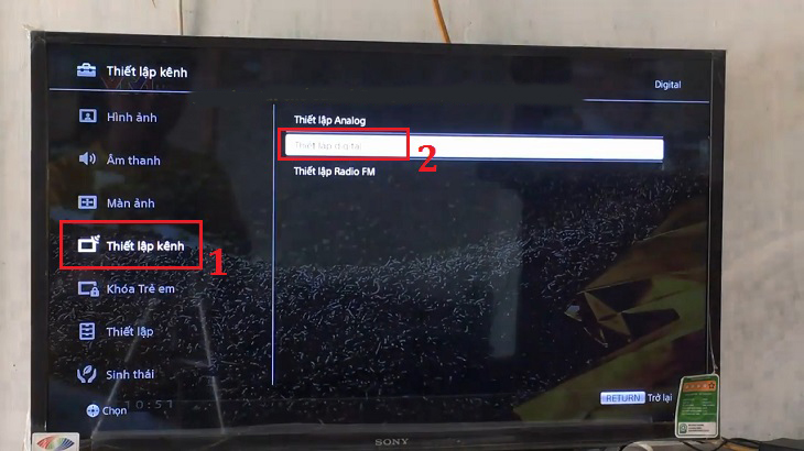 Chọn Thiết lập kênh, rồi đến mục Thiết lập digital