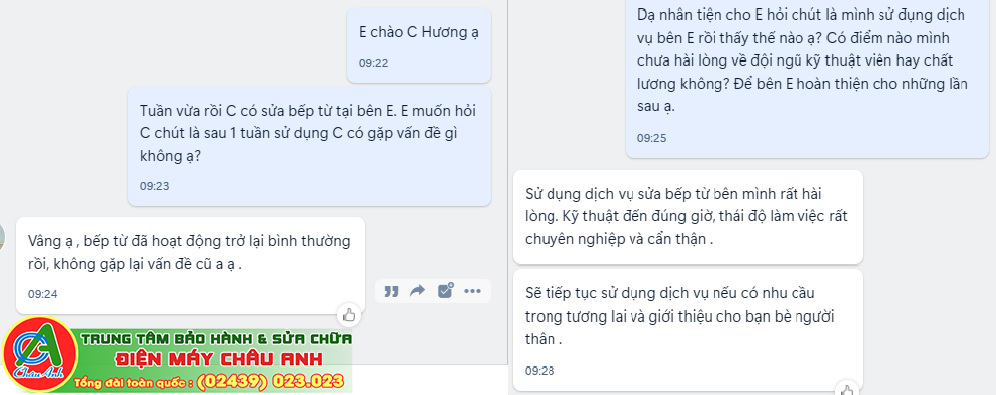 Phản hồi của khách hàng về Chất Lượng Dịch Vụ Sửa Bếp từ