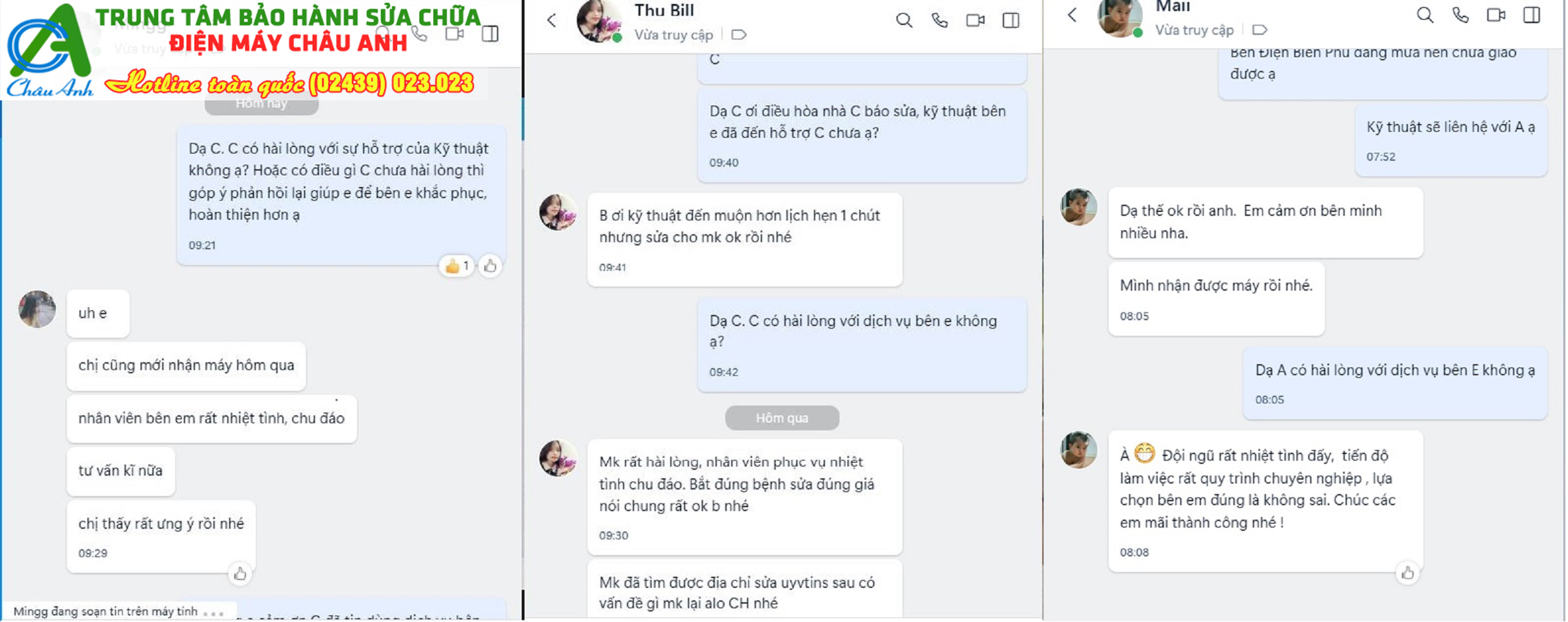 Phản hồi của khách hàng về Chất Lượng Dịch Vụ Sửa Điều Hòa