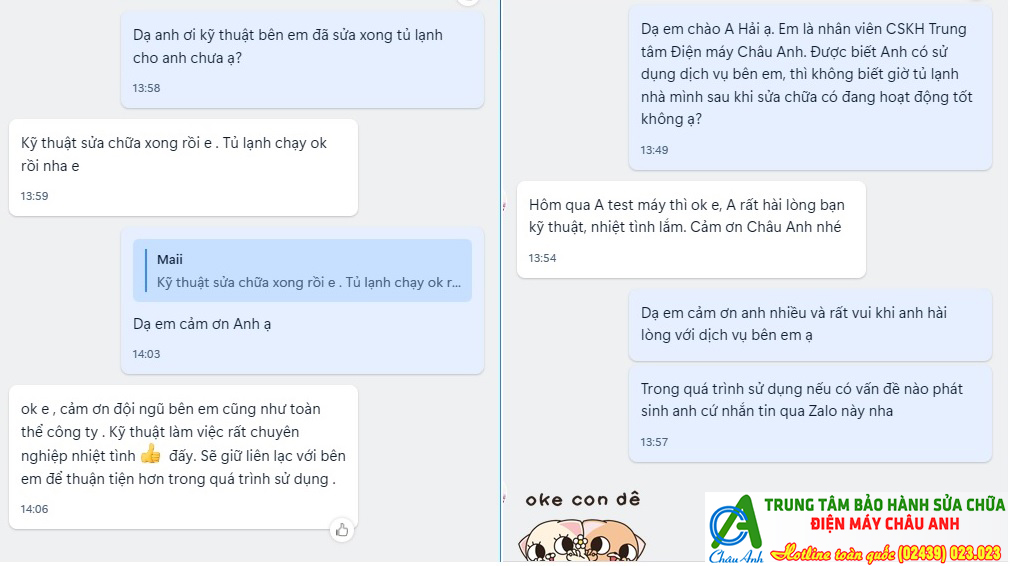 Phản hồi của khách hàng về Chất Lượng Dịch Vụ Sửa Tủ lạnh