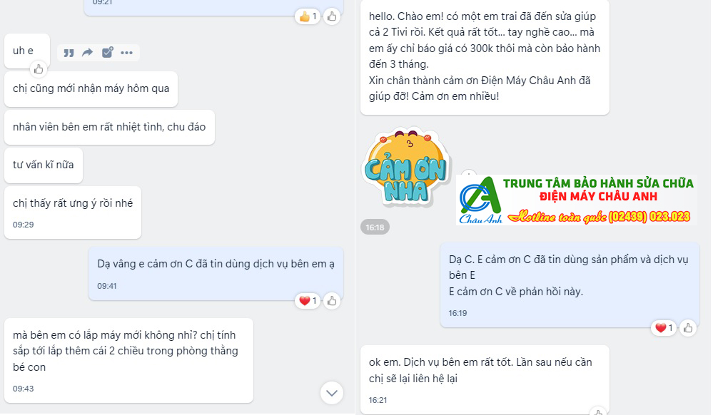 Phản hồi của khách hàng về Chất Lượng Dịch Vụ Sửa Tủ lạnh