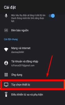 Di chuyển xuống và chọn mục Tùy chọn thiết bị >>> Chọn Giới thiệu