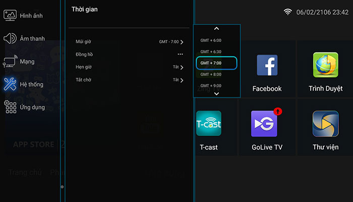 Tại phần múi giờ bạn chọn GMT +7:00 và ở mục ngày tháng phải chỉnh lại ngày tháng trong máy trùng với ngày giờ thực tế .