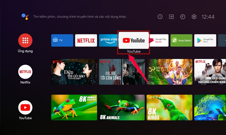 ứng dụng Youtube sẽ được hiển thị ra màn hình chính như thế này.