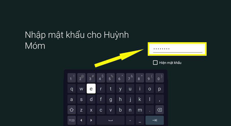 Nhập Mật khẩu của wifi bạn muốn kết nối với tivi Xiaomi.