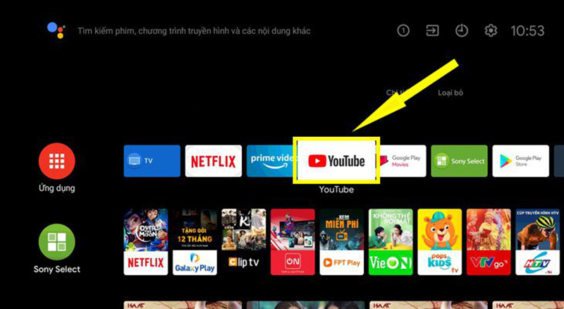 Chọn ứng dụng mạng để kiểm tra mạng. Ví dụ ở đây là – Ứng dụng “YouTube”.