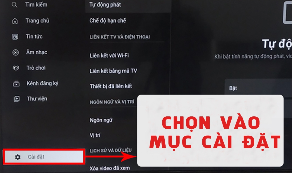 Chọn vào Cài đặt.