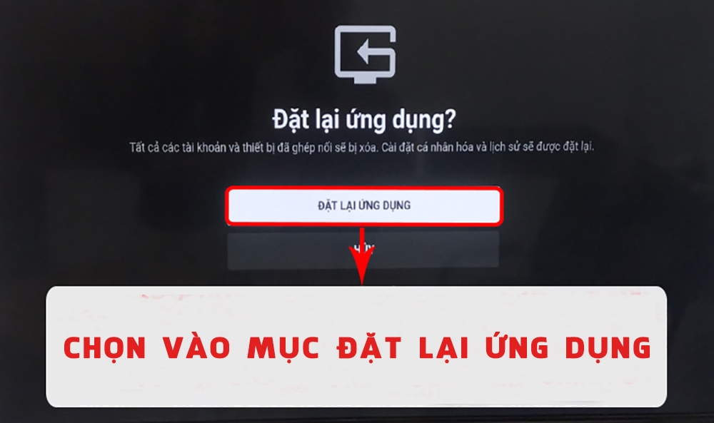 Chọn vào mục đặt lại ứng dụng thêm lần nữa
