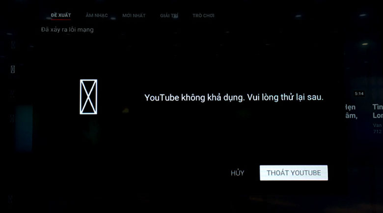 Các tình trạng lỗi tivi Sony không vào được YouTube