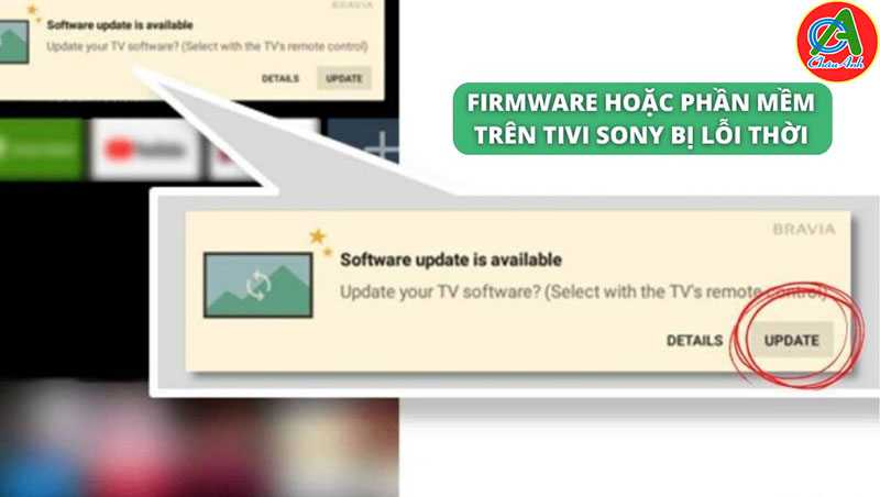 Firmware hoặc phần mềm trên tivi Sony bị lỗi thời