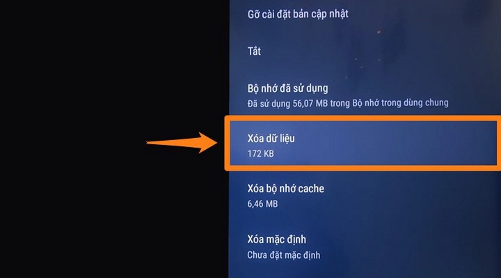 Sau đó tiếp tục chọn "Xóa dữ liệu" tiếp đến nhấn "OK" để hoàn tất .
