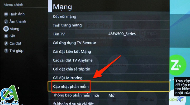 Cập nhật phần mềm trên tivi Panasonic
